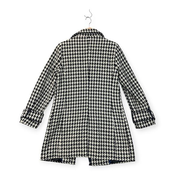 Calvin Klein Womens Houndstooth Coat Wool Blend Black Ivory Zipped Jacket Sz 8 - Picture 3 of 16